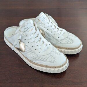 Voile Blanche Womens 39 US 8 Ines Mule White Platinum Slip On Leather Sneakers